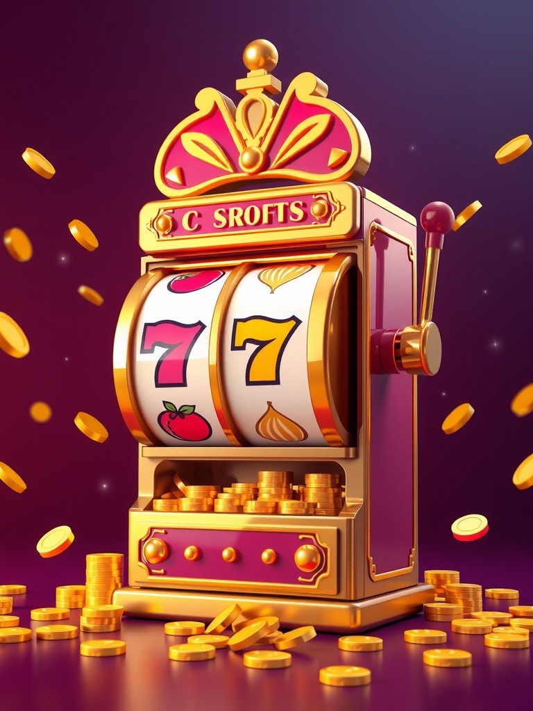 Golden reel machine with fruit symbols and cascading coins at Jaiho Play